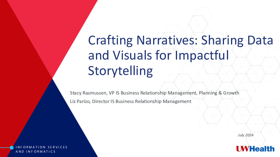 4. UW Health Presentation Slides: Crafting Narratives: Sharing Data and Visuals for Impactful Storytelling thumbnail